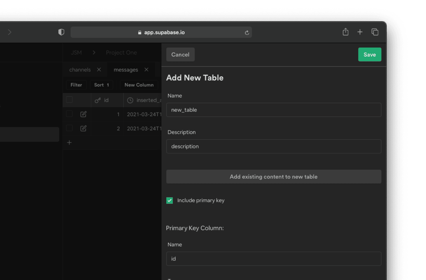 Create tables